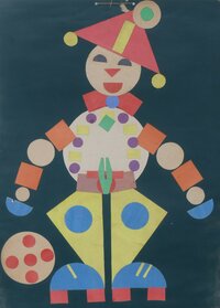 Bohócot ábrázoló színes papír falikép